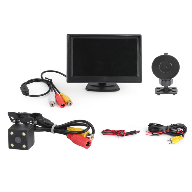 5 Zoll TFT LCD Auto Bildschirmmonitor + 4LED Universal Auto Rückfahrkamera Kit