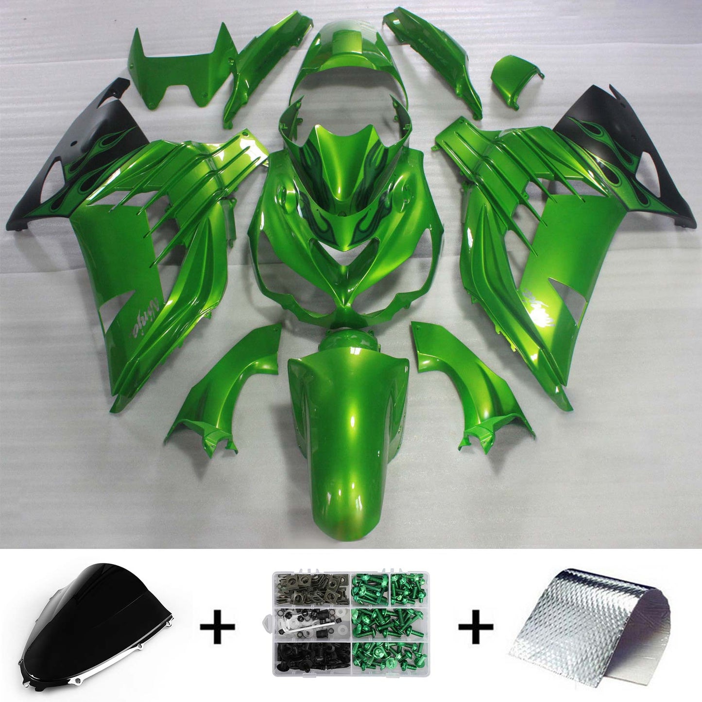 Amotopart Verkleidungsset für Kawasaki ZX14R 2006–2011, Karosserie, Kunststoff, ABS