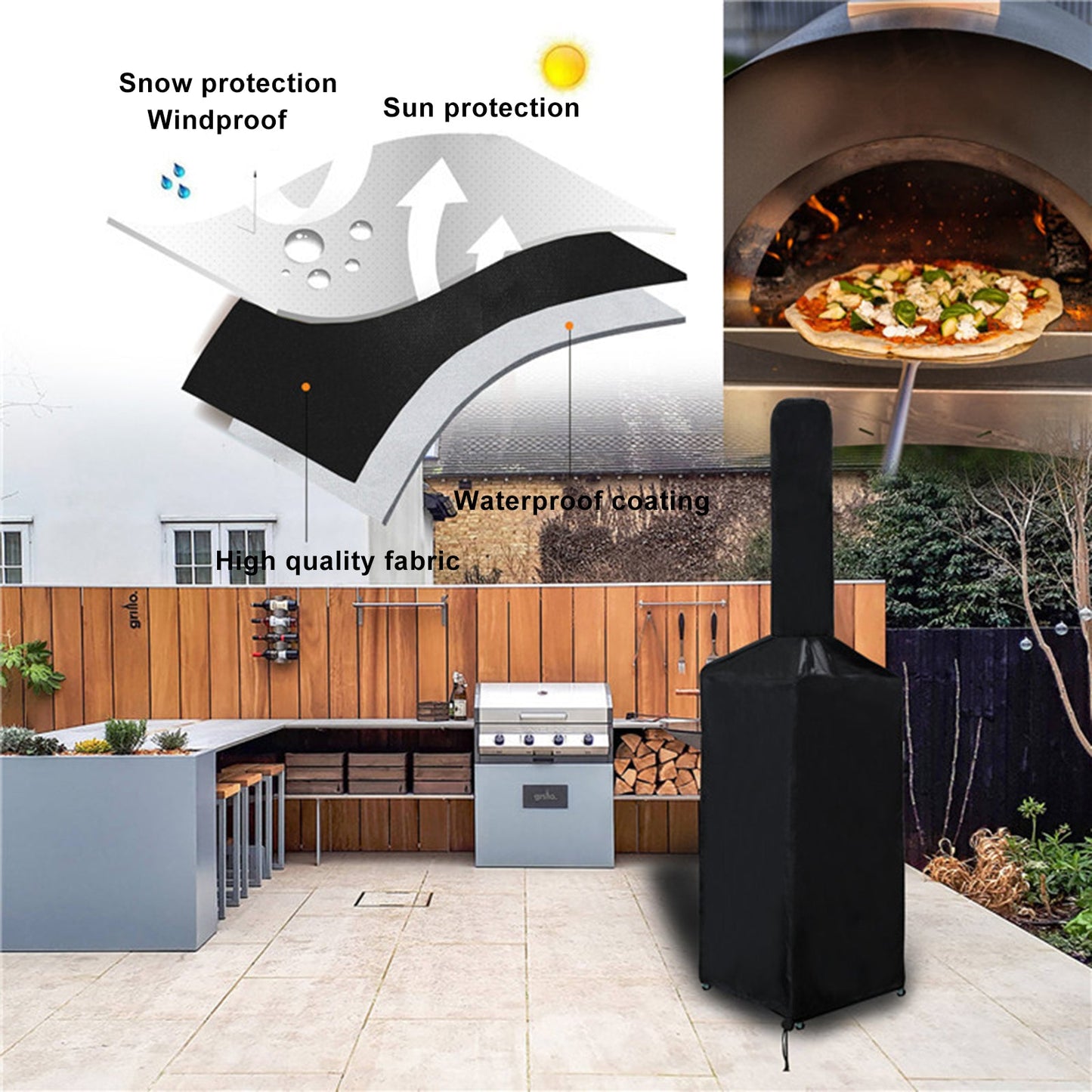 Robuste Outdoor-Pizzaofen-Abdeckung, Brotofen, Grill, wasserdichter Staubschutz