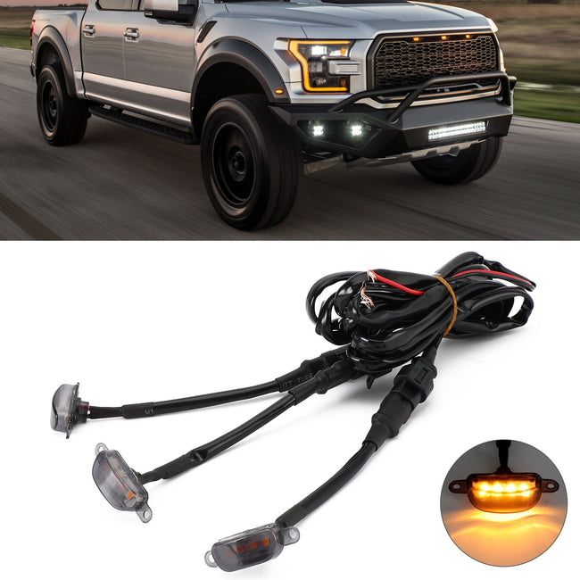 3 pièces lentille fumée ambre lampe à LED Raptor calandre feu courant Ford F-150 générique