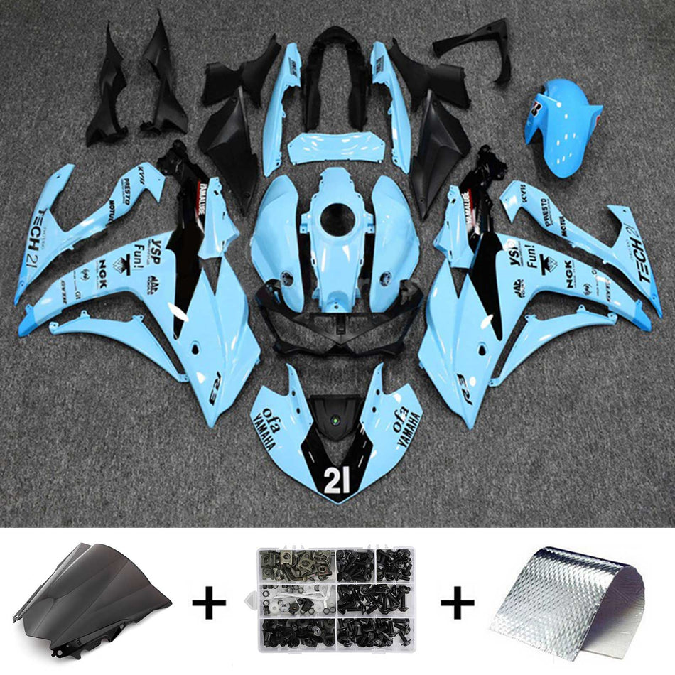 Kit de vente Amotopart Yamaha 2014-2018 YZF R3 &amp; 2015-2017 YZF R25 Kit de carénage noir bleu