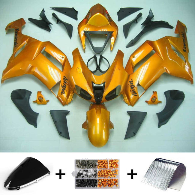 Amotopart Kawasaki 2007-2008 ZX6R 636 Orange mit schwarzem Logosverkaufskit