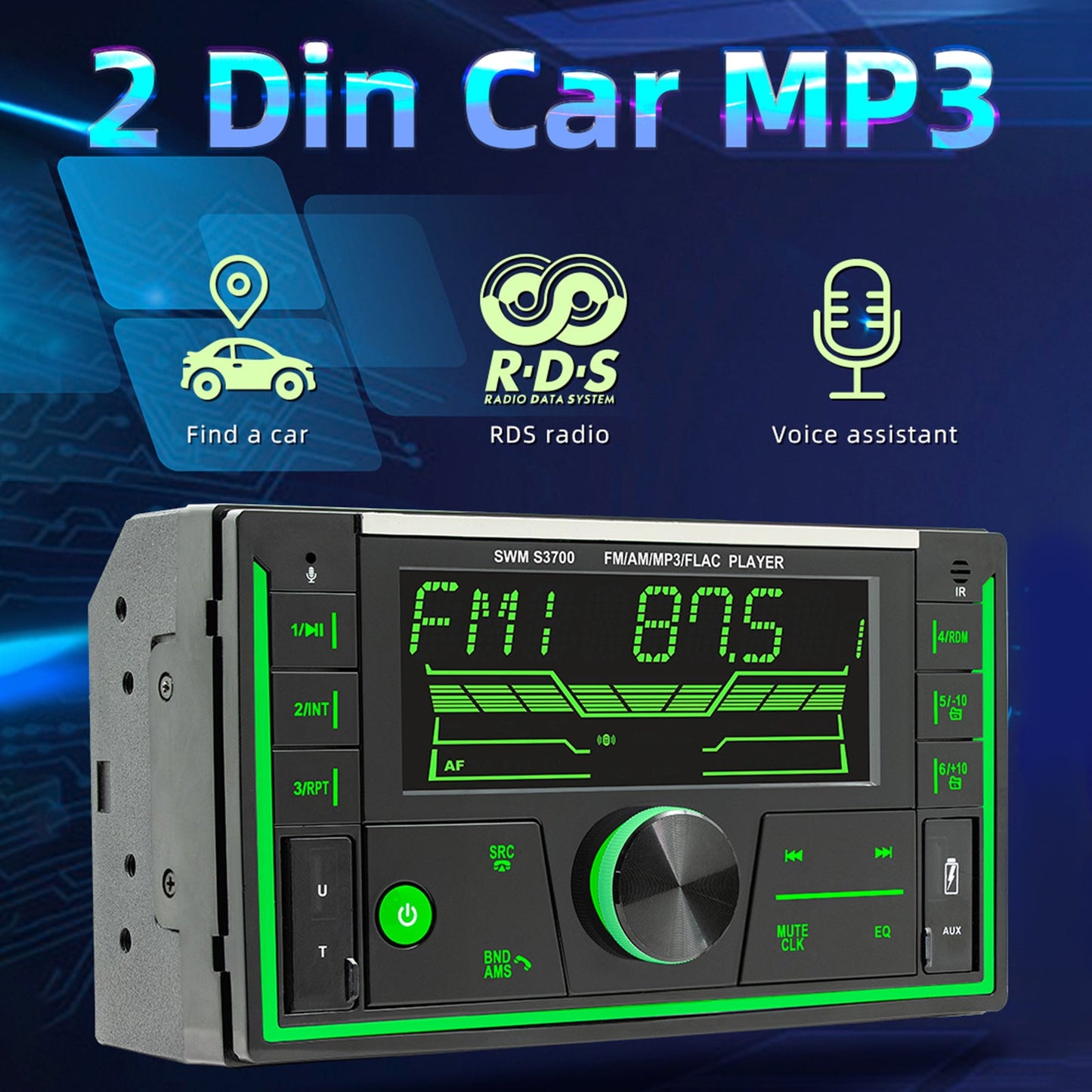 Auto-Dual-Din-Radio, 12 V, Bluetooth, kostenlos, verbessert klare, verlustfreie Musik, Auto-MP3-Player