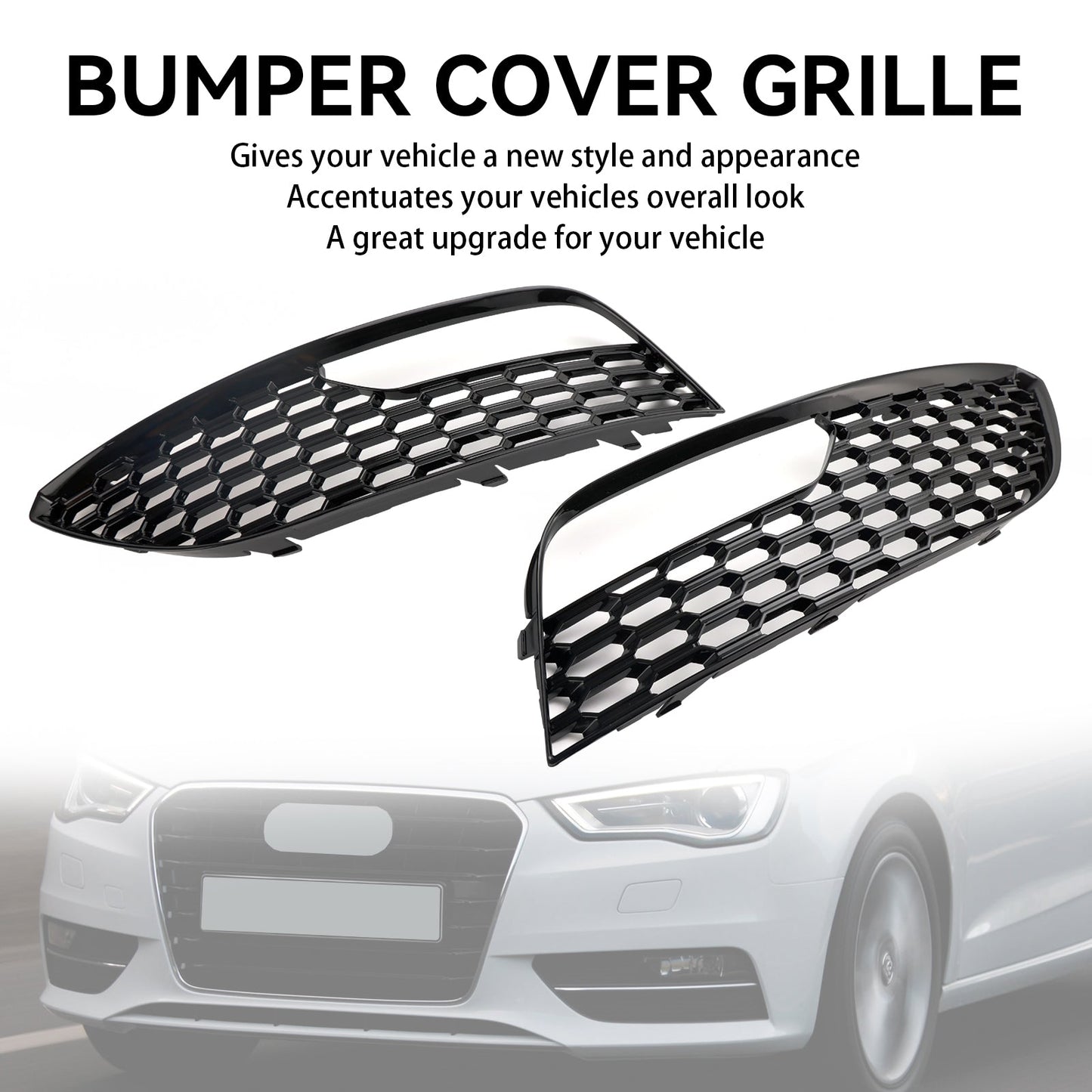 Audi A3 2012-2016 Mesh 2PCS Front Bumper Fog Light Surround Cover GrilleVehicle Parts &amp; Accessories, Car Tuning &amp; Styling, Body &amp; Exterior Styling!