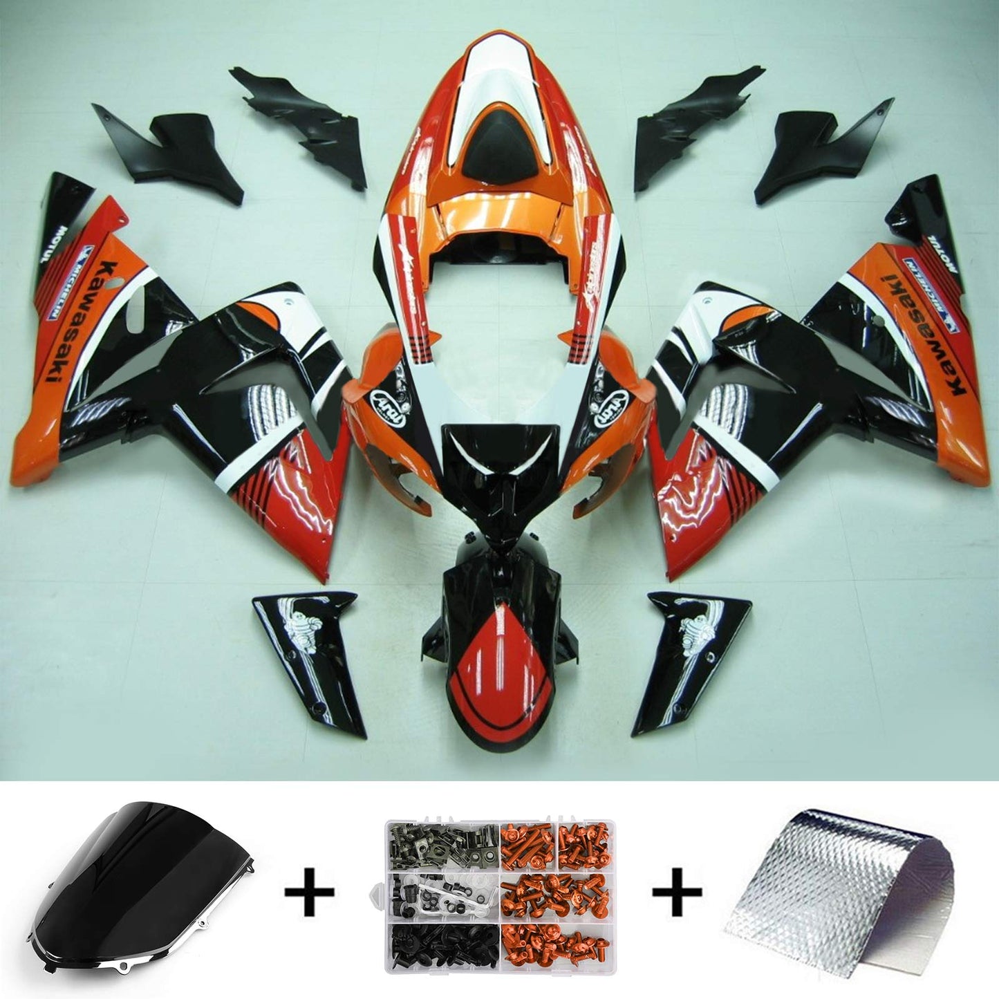 Amotopart Kawasaki 2004-2005 ZX10R Kit de déclenchement Noir Rouge Orange