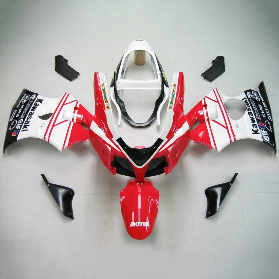 Amotopart 2000-2002 Kawasaki ZX6R Carénage Rouge Blanc Kit