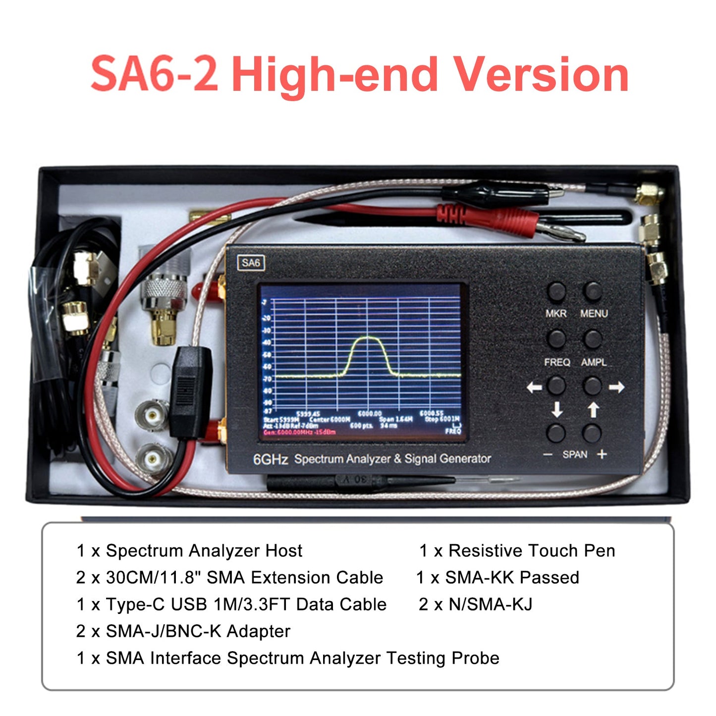 SA6 6GHz Handheld tragbarer 3,2" Spektrumanalysator Signalgenerator 35-6200MHz