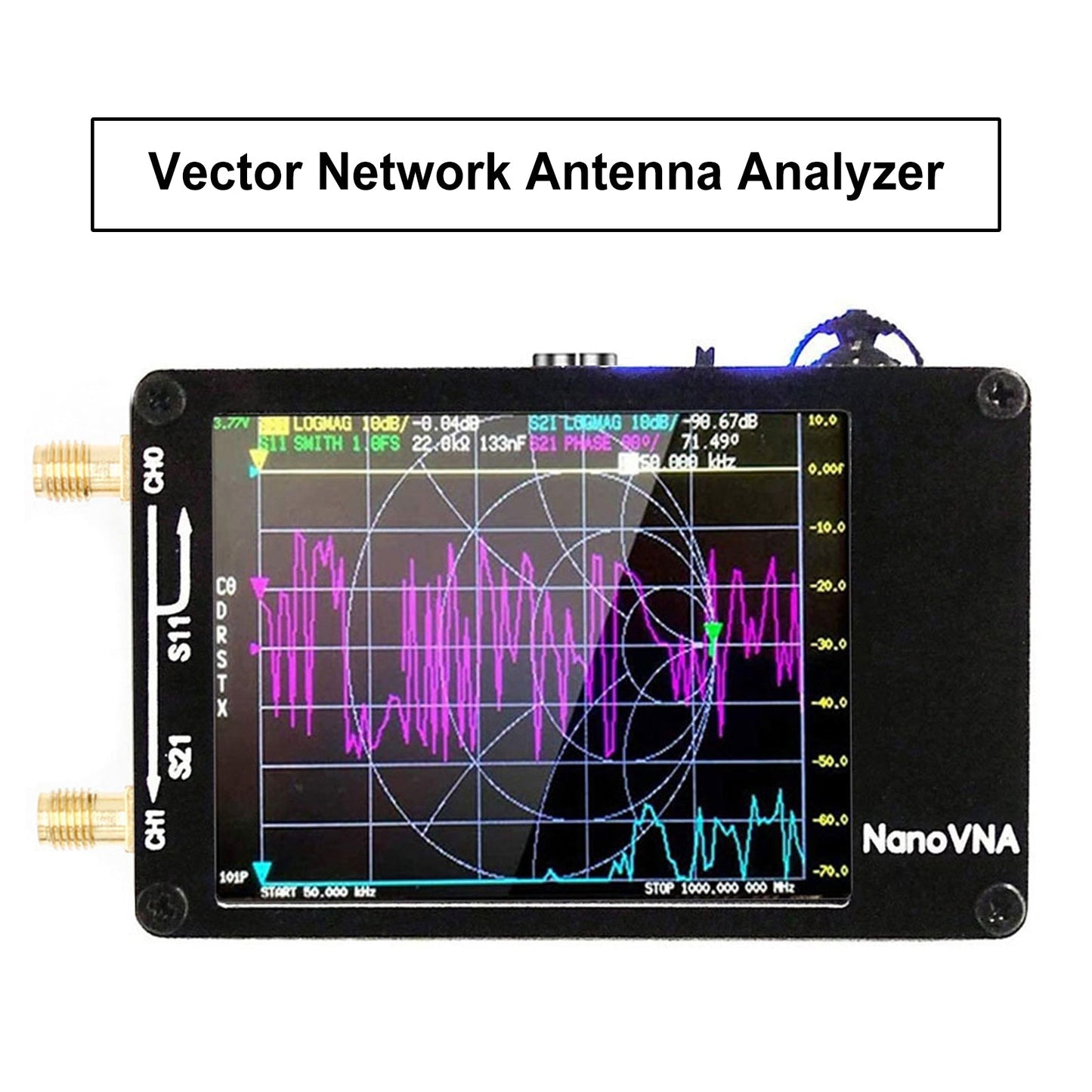 Analyseur d'antenne réseau vectoriel Nanovna H Analyseur MF HF VHF UHF avec emplacement pour carte SD