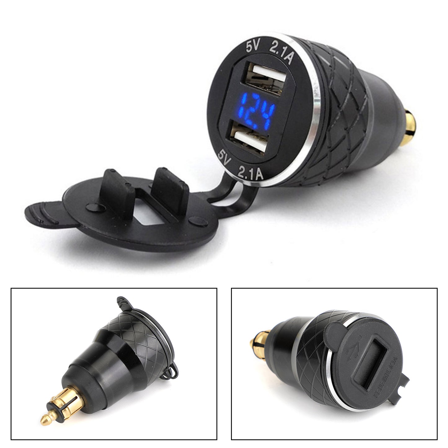 Motorrad Dual USB Ladegerät DIN -Sockel -Voltmeter für BMW Motorrad EU -Stecker
