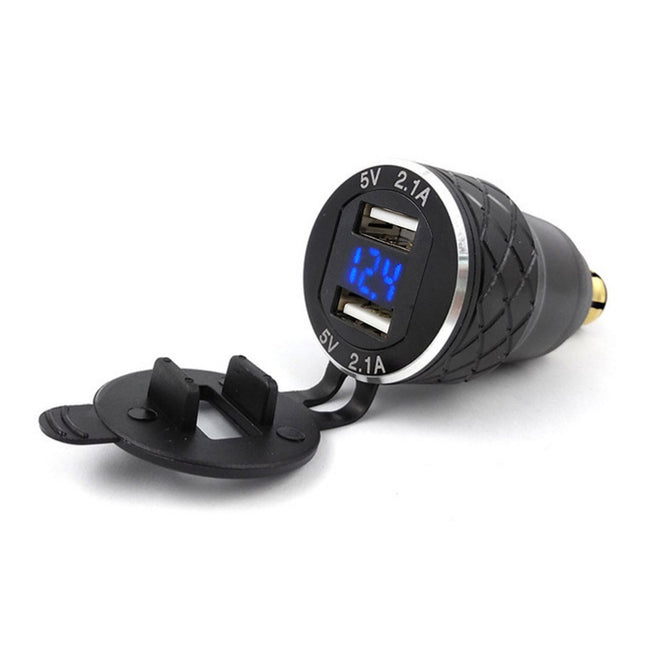 Motorrad Dual USB Ladegerät DIN -Sockel -Voltmeter für BMW Motorrad EU -Stecker