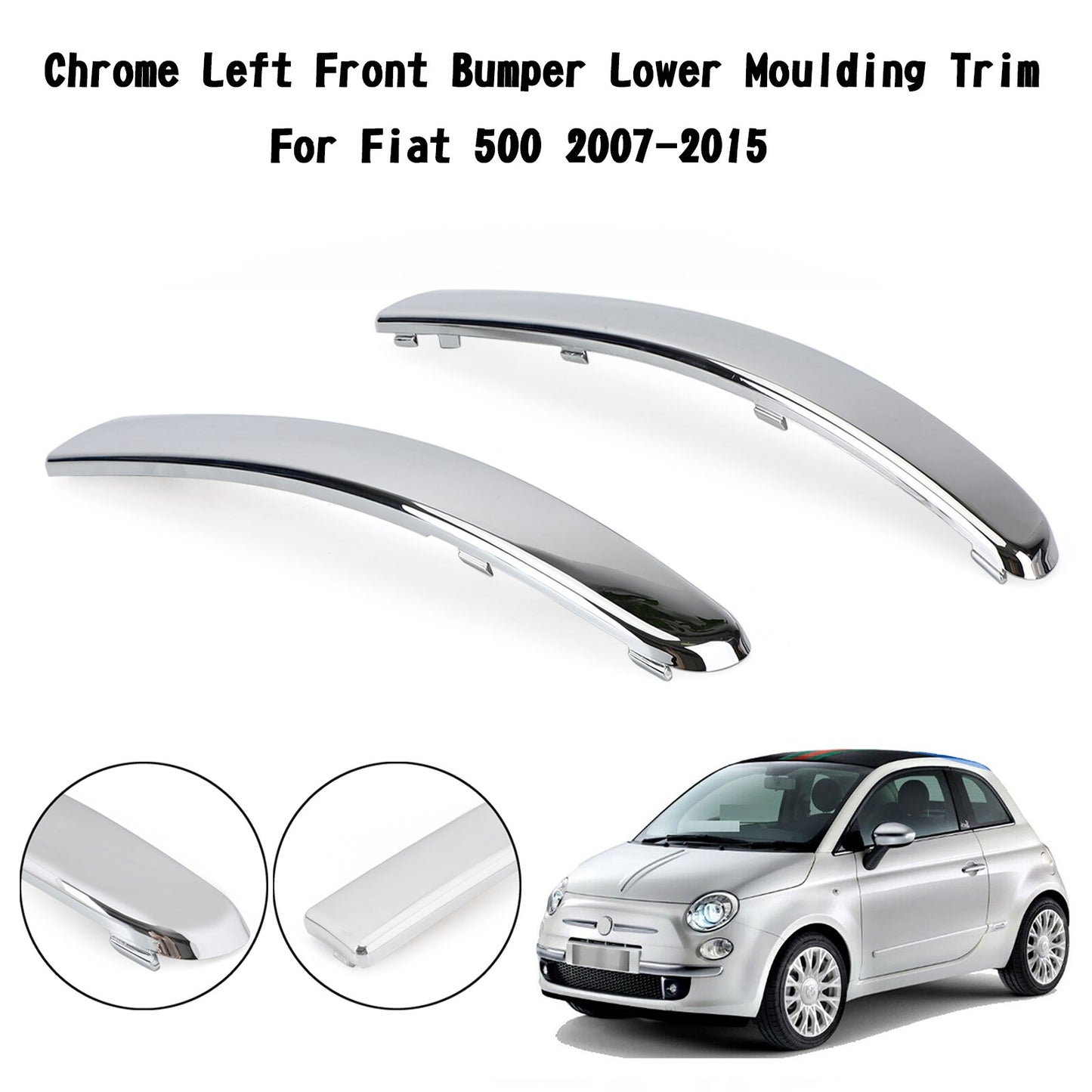 Paar Chrom Front Bumper Unterer Gießen Trim Für Fiat 500 2007-2015