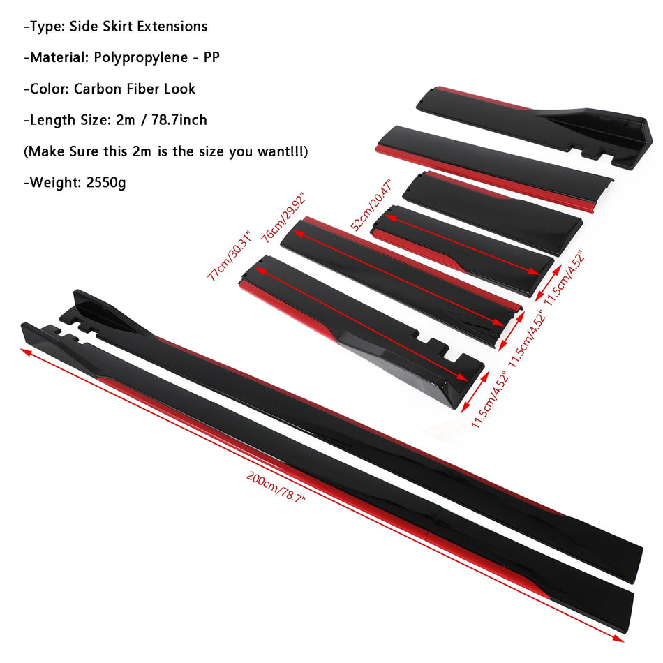 78,7 "Universal Side Rock Extensions Rocker Panel Splitter Lip Polypropylen Generikum