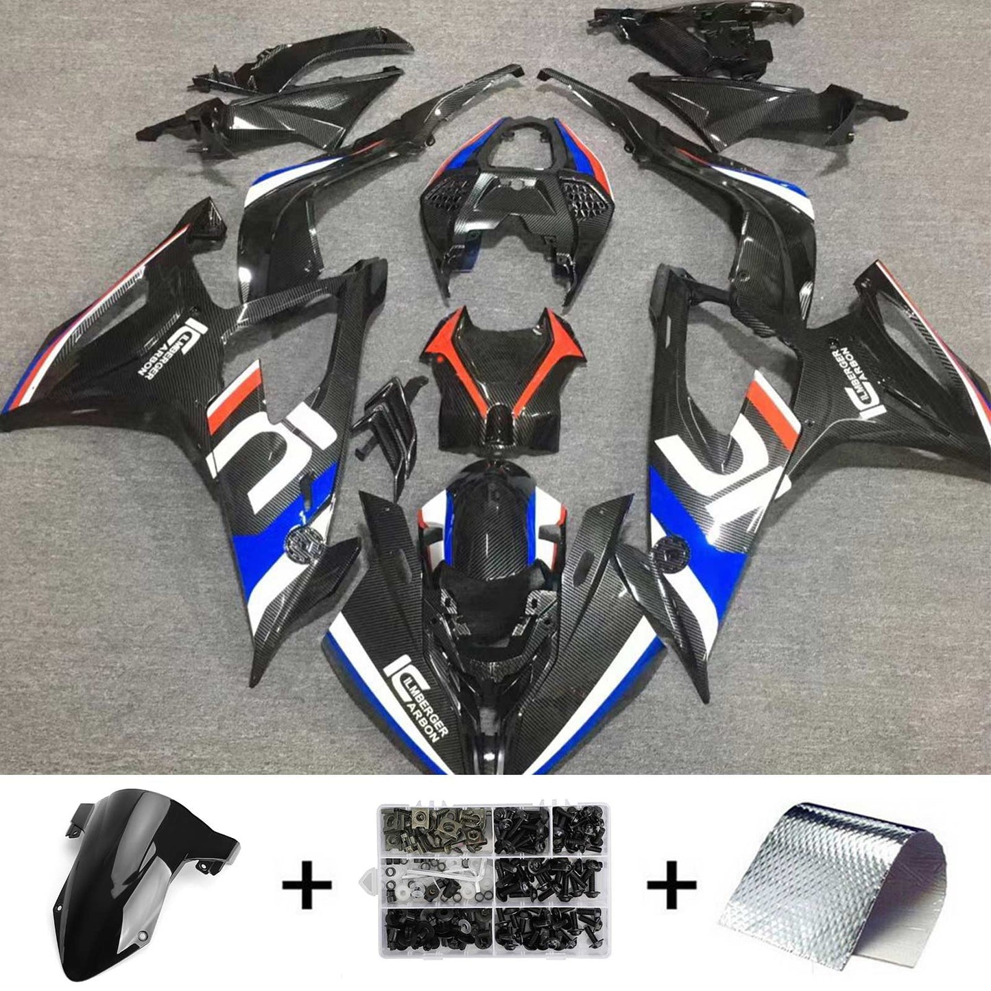 Amotopart 2019-2022 BMW S1000RR/M1000RR Schwarzer Multi-Renn-Abzugskit