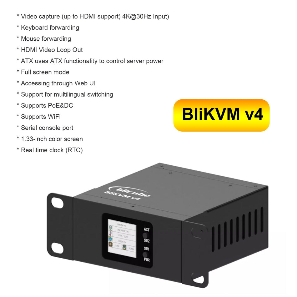BliKVMv4 Allwinner KVM Over IP PoE HDMI Loop Out Prozesssteuerung Betrieb und Wartung IPKVM PiKVM