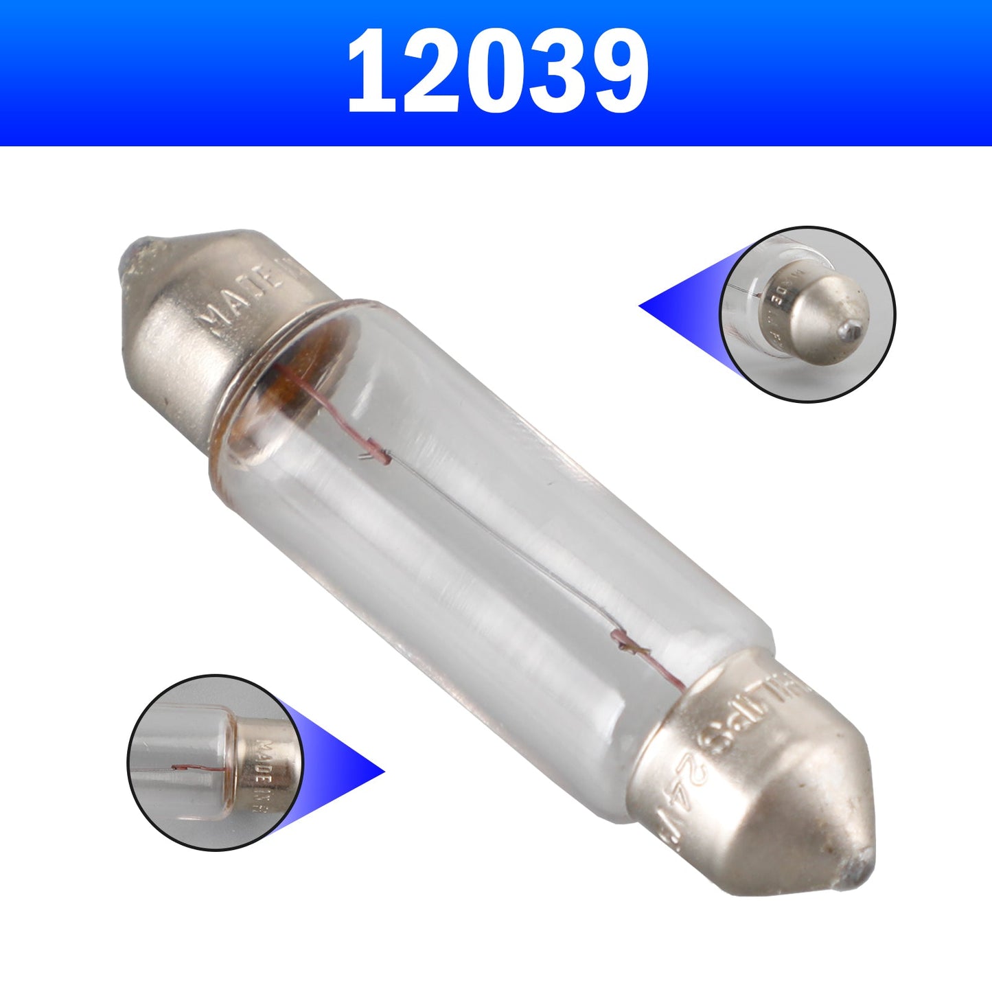 Pour Philips 12039 ampoules supplémentaires standard de voiture fixe 33mm 12V3W