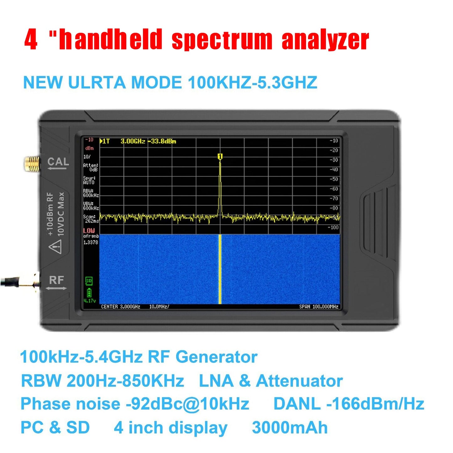 Handheld-Spektrumanalysator für TinySA ULTRA 3,95-Zoll-Touchscreen + Batterie