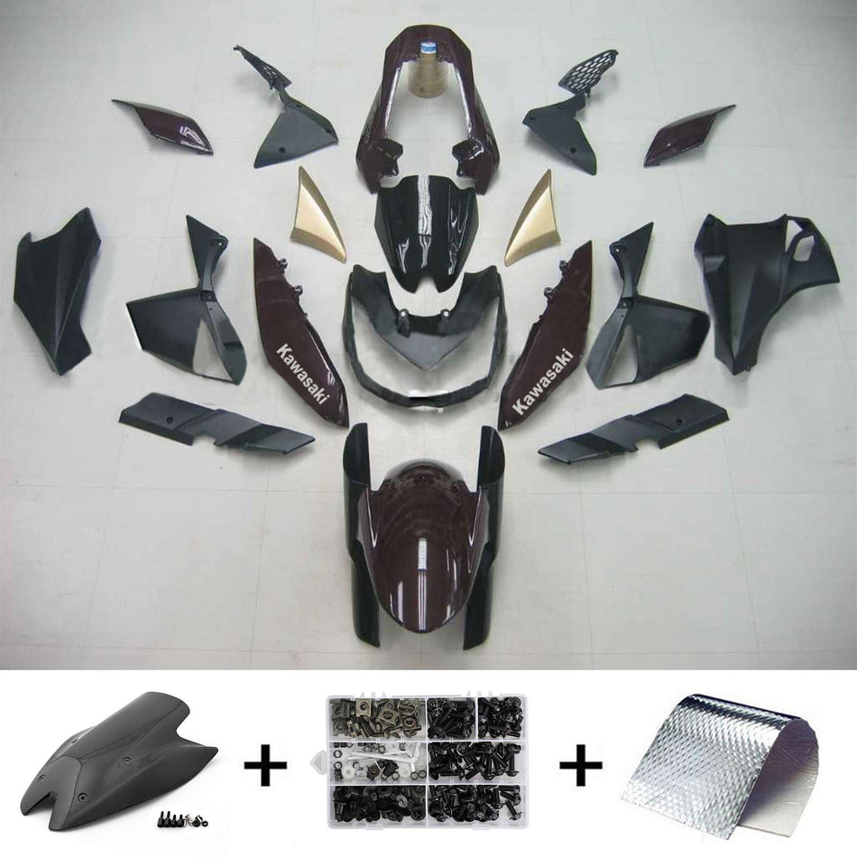 Amotopart Kawasaki Z1000 2010-2013 Kit de carénage noir