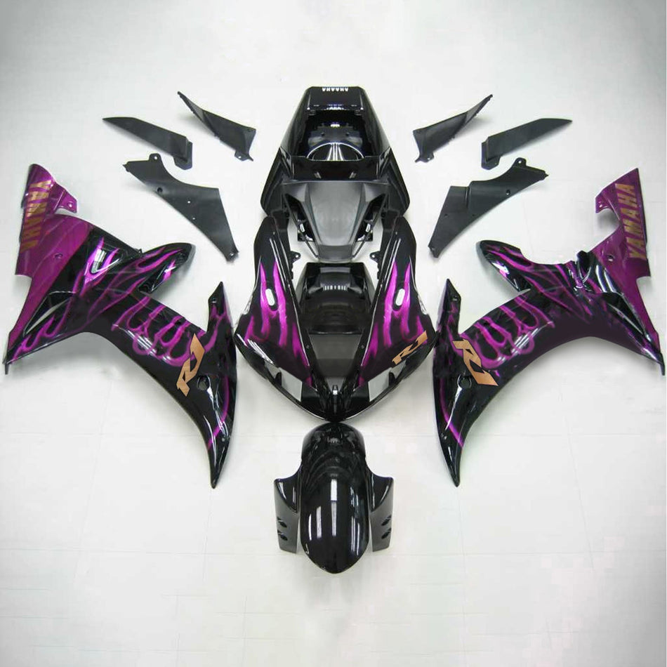 Amotopart Yamaha 2002-2003 YZF 1000 R1 Noir avec kit de finition Purple Line