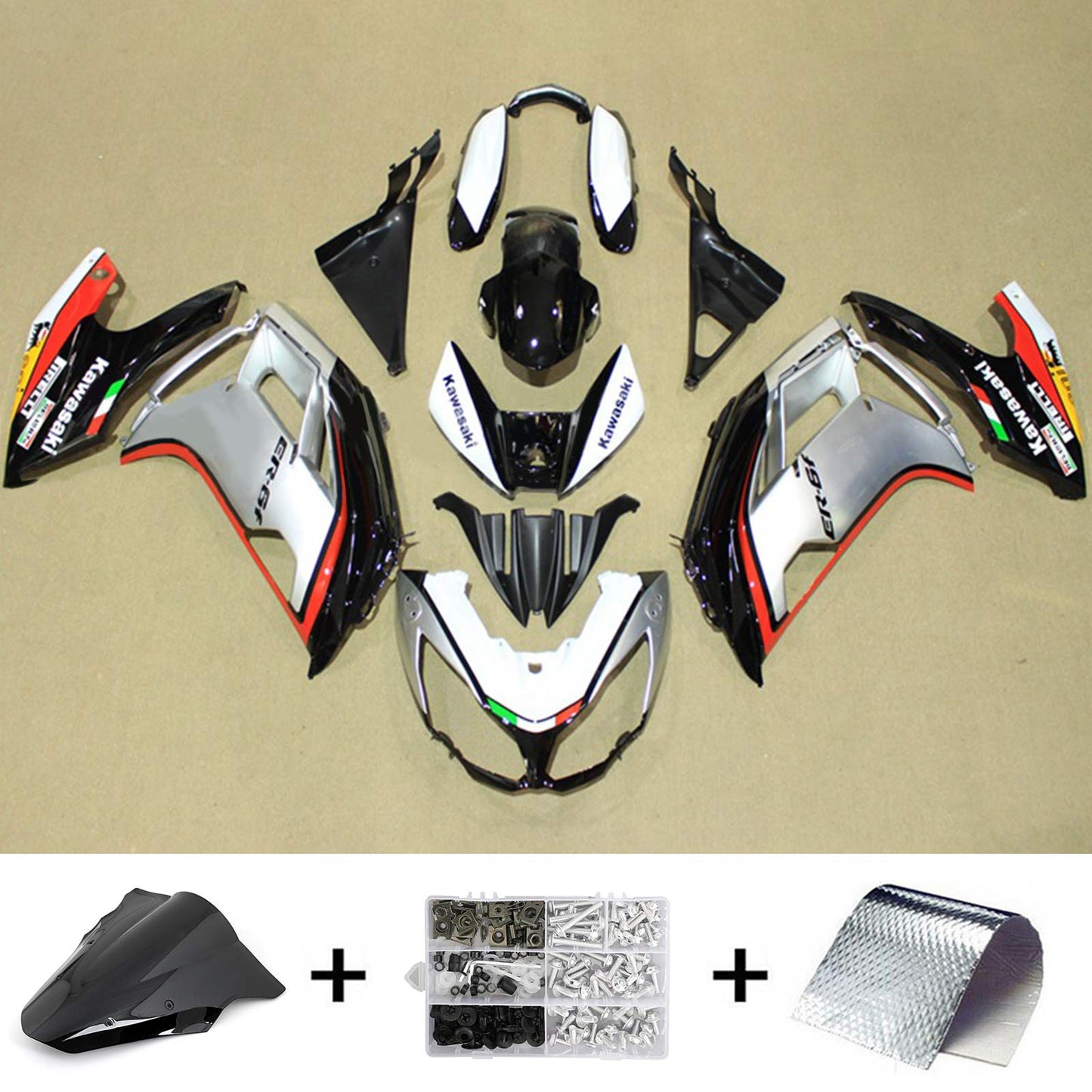 Amotopart 2012-2016 Kawasaki Ninja 650 Black Grey Abzugskit