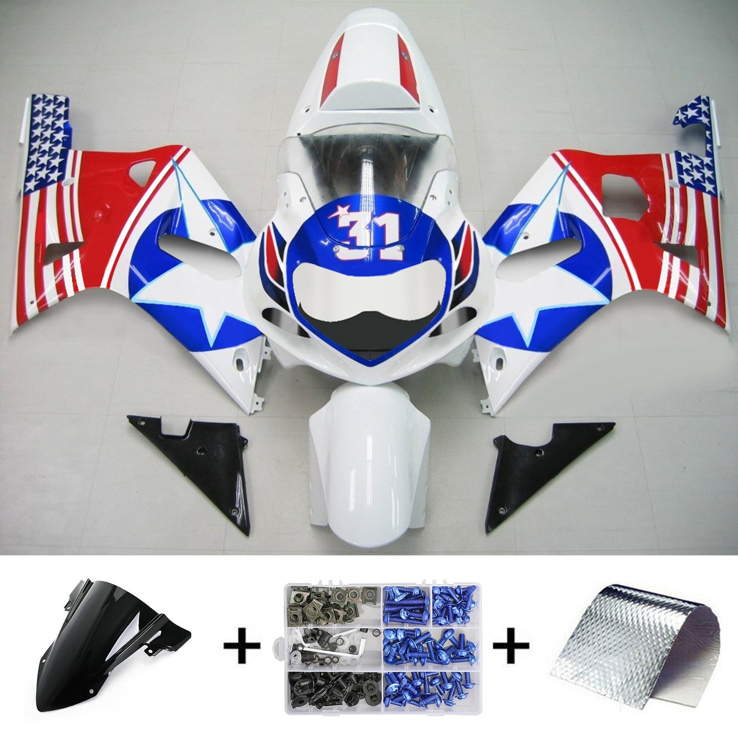 Amotopart Suzuki GSXR750 2001-2003 Verkleidungskit Karosserie Plastik