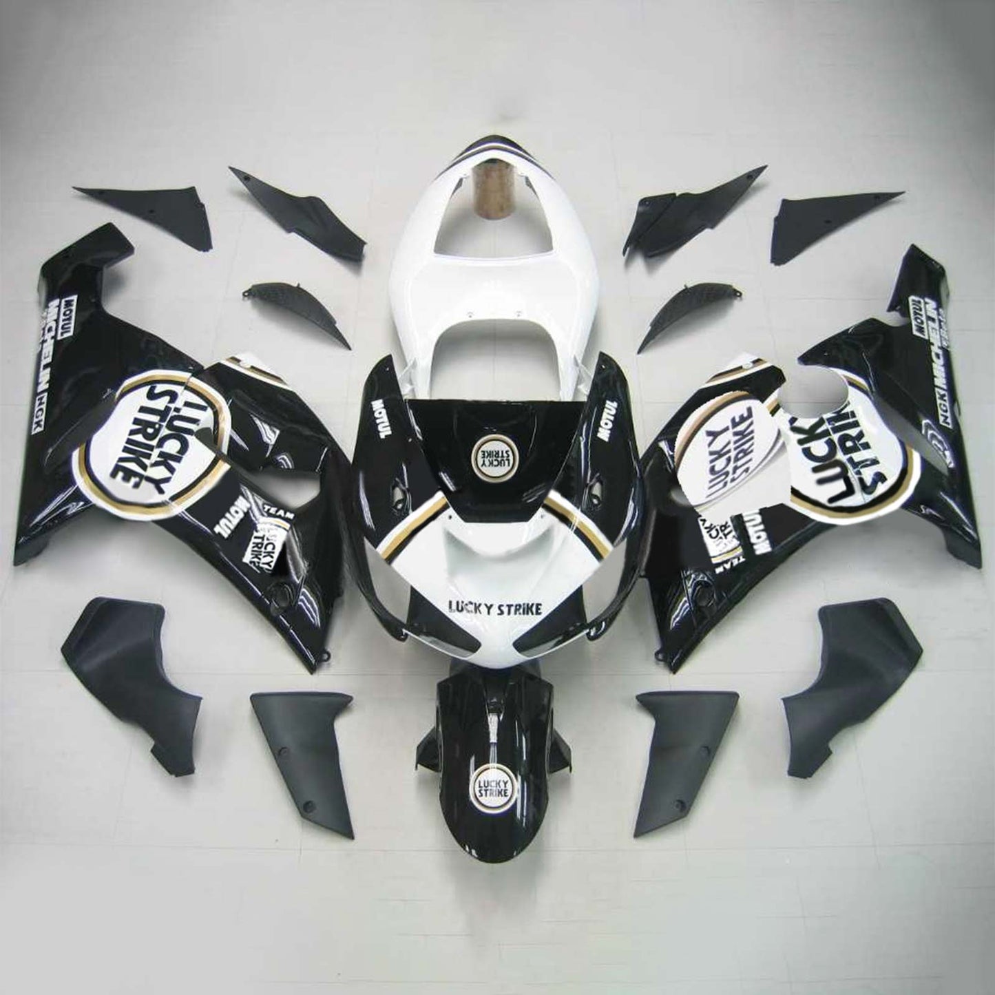 Amotopart Kawasaki 2005-2006 ZX6R 636 White Black Lucky Fearing Kit