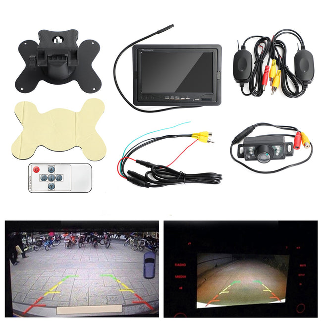 Kabellose IR-Rückfahrkamera + 7 "LCD-HD-Monitor Auto-Rückfahrkamera-Rückseiten-Kit