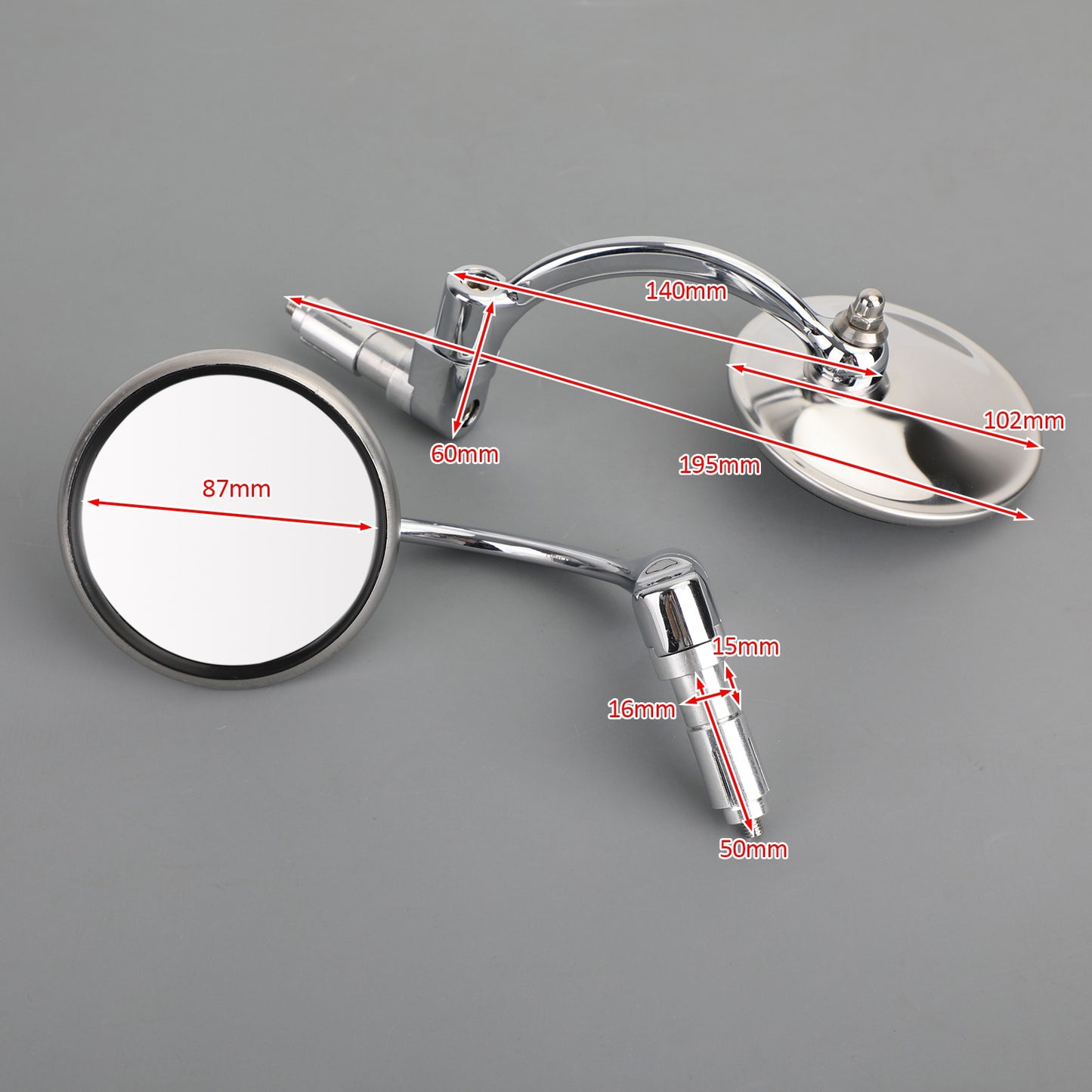 Spiegel Paar Lenkerendenspiegel - Chrom für 17.2-22mm Lenker Cafe Racer ,Bobber