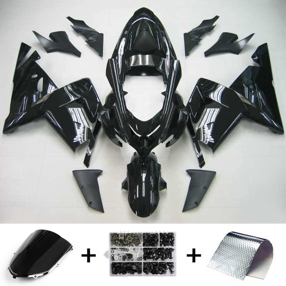 Amotopart Kawasaki 2004-2005 ZX10R Kit de carénage noir brillant