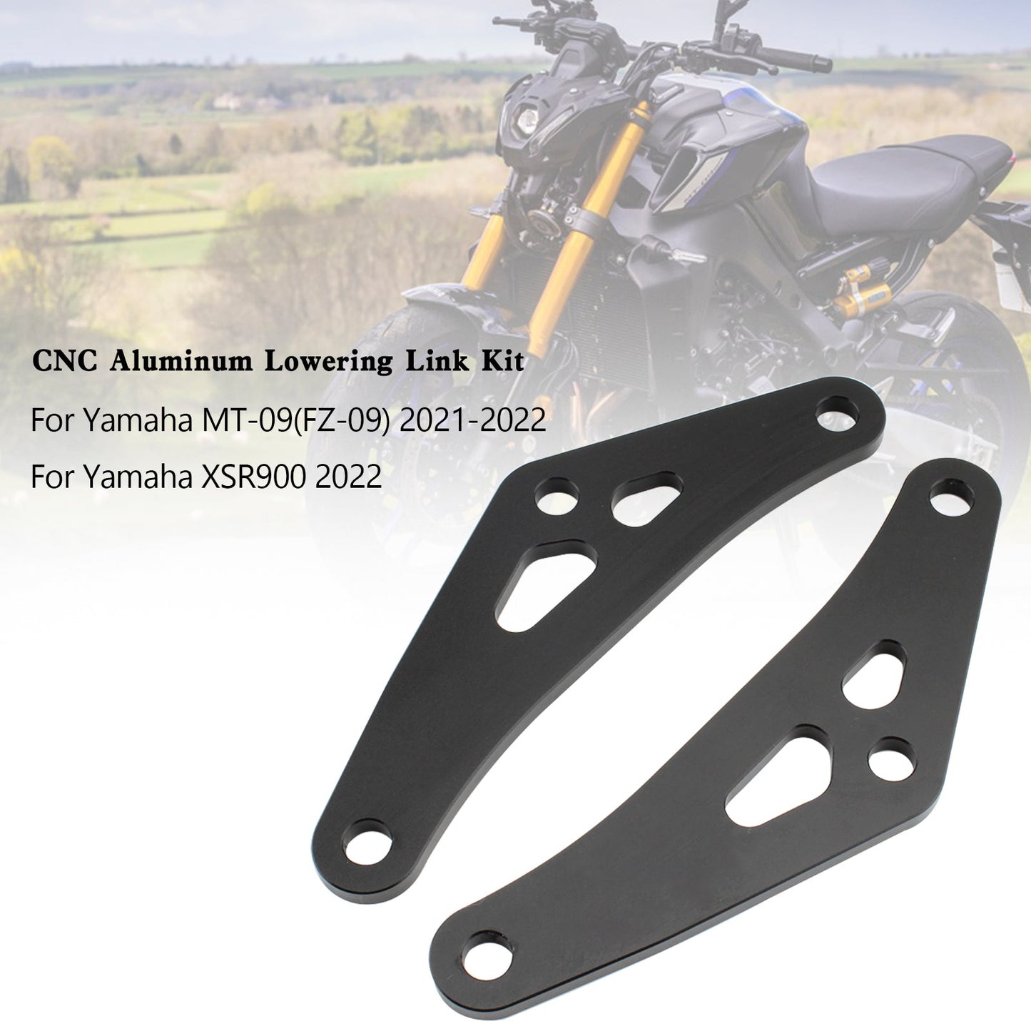 Yamaha 2022 XSR900 / 2021-2022 MT-09 (FZ-09) Kit de lien d'abaissement en aluminium CNC