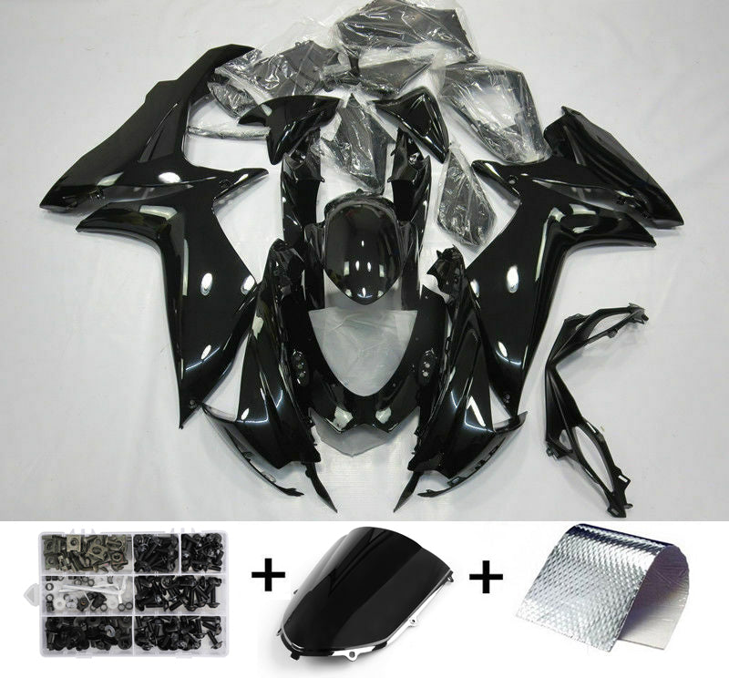 Amotopart 2011-2021 Suzuki GSXR600/750 K11 Verkleidung Hochglanzschwarzes Kit