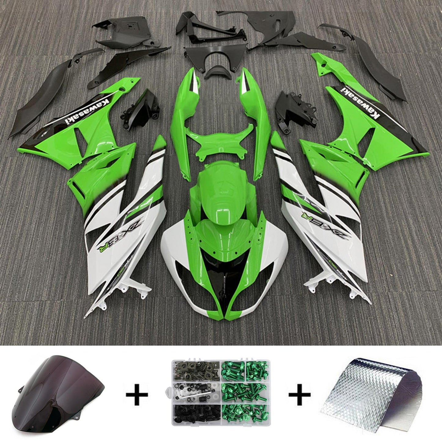 Amotopart Verkleidungsset für Kawasaki ZX6R 636 2009–2012, Karosserie, Kunststoff, ABS