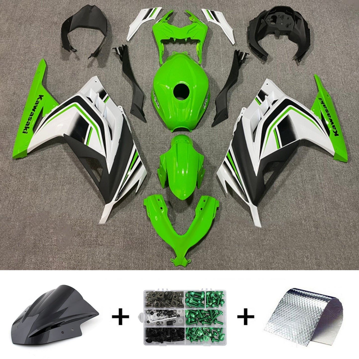 Amotopart Verkleidungsset für Kawasaki EX300/Ninja300 2013–2017, Karosserie, Kunststoff, ABS