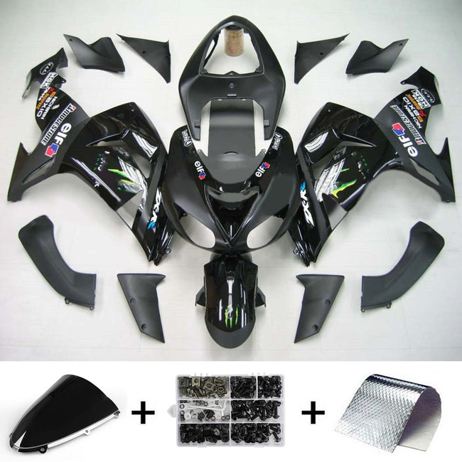 Amotopart Kawasaki ZX10R 2006-2007 Kit de carénage noir brillant