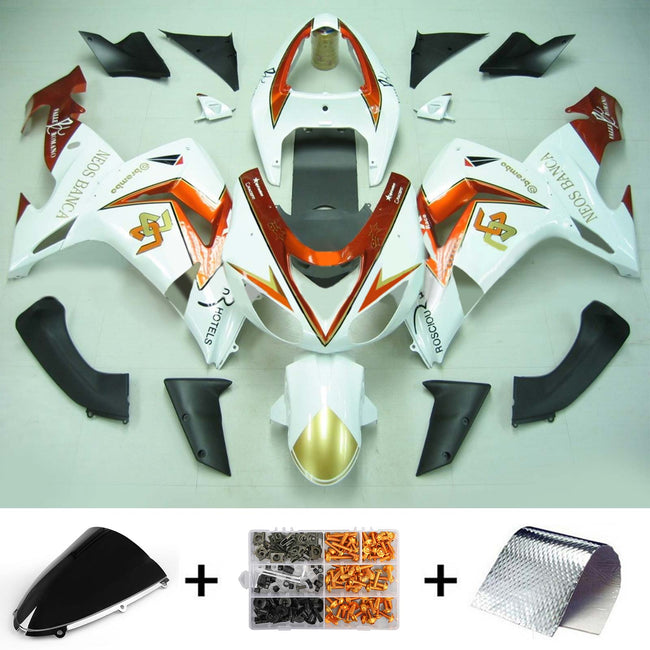 Amotopart Kawasaki ZX10R 2006-2007 Kit de carénage blanc