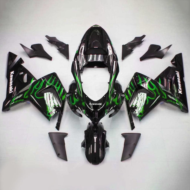 Amotopart Kawasaki 2004-2005 ZX10R Schwarz mit Green Line Abzugskit