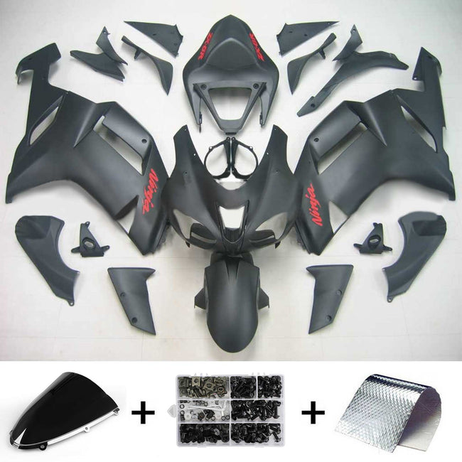 Kit de vente Amotopart Kawasaki 2007-2008 ZX6R 636 Noir avec logos rouges