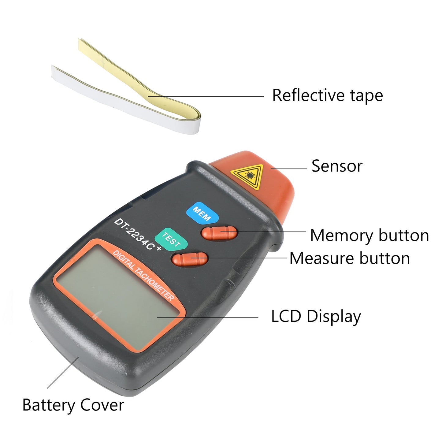 Tachymètre numérique sans contact avec photo laser Jauge de tachymètre de régime moteur Jauge de régime moteur