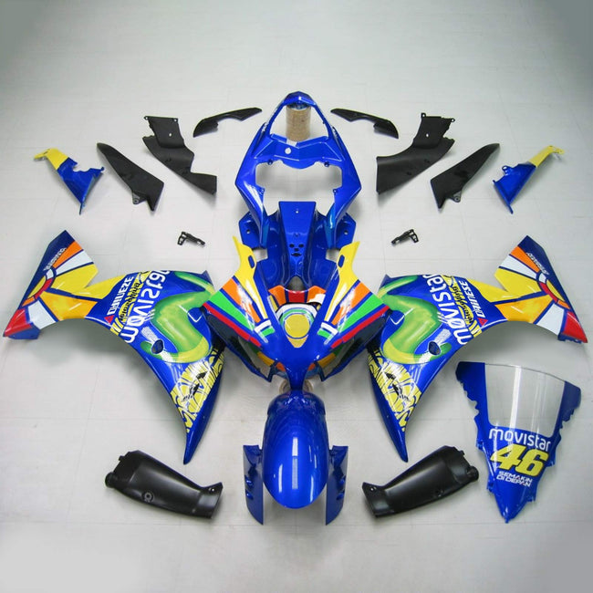 Amotopart Yamaha 2012-2014 YZF 1000 R1 Blaues farbenfrohes Verkleidungskit