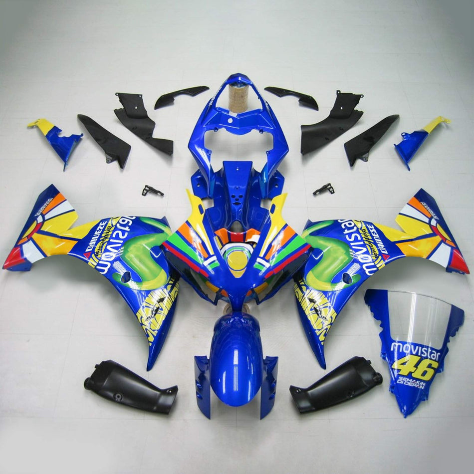 Amotopart Yamaha 2012-2014 YZF 1000 R1 Kit de carénage bleu coloré