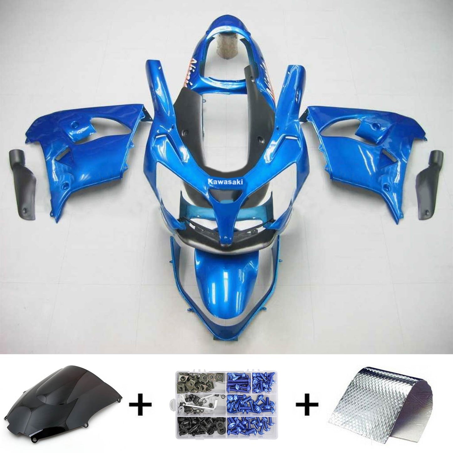 Amotopart Kawasaki ZX9R 2000-2001 Gloss Blue Fairing Kit