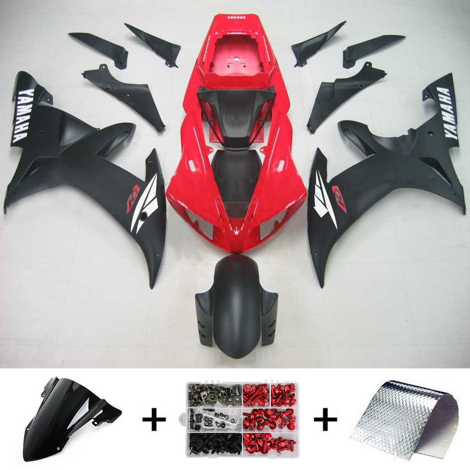 Amotopart Yamaha 2002-2003 YZF 1000 R1 Rouge avec kit de carénage noir