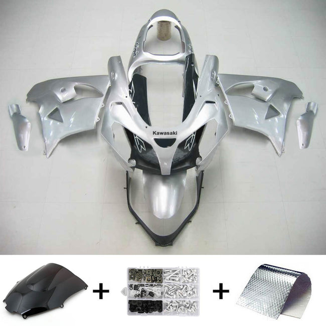 Amotopart Kawasaki ZX9R 2000-2001 Silberverkleidungskit