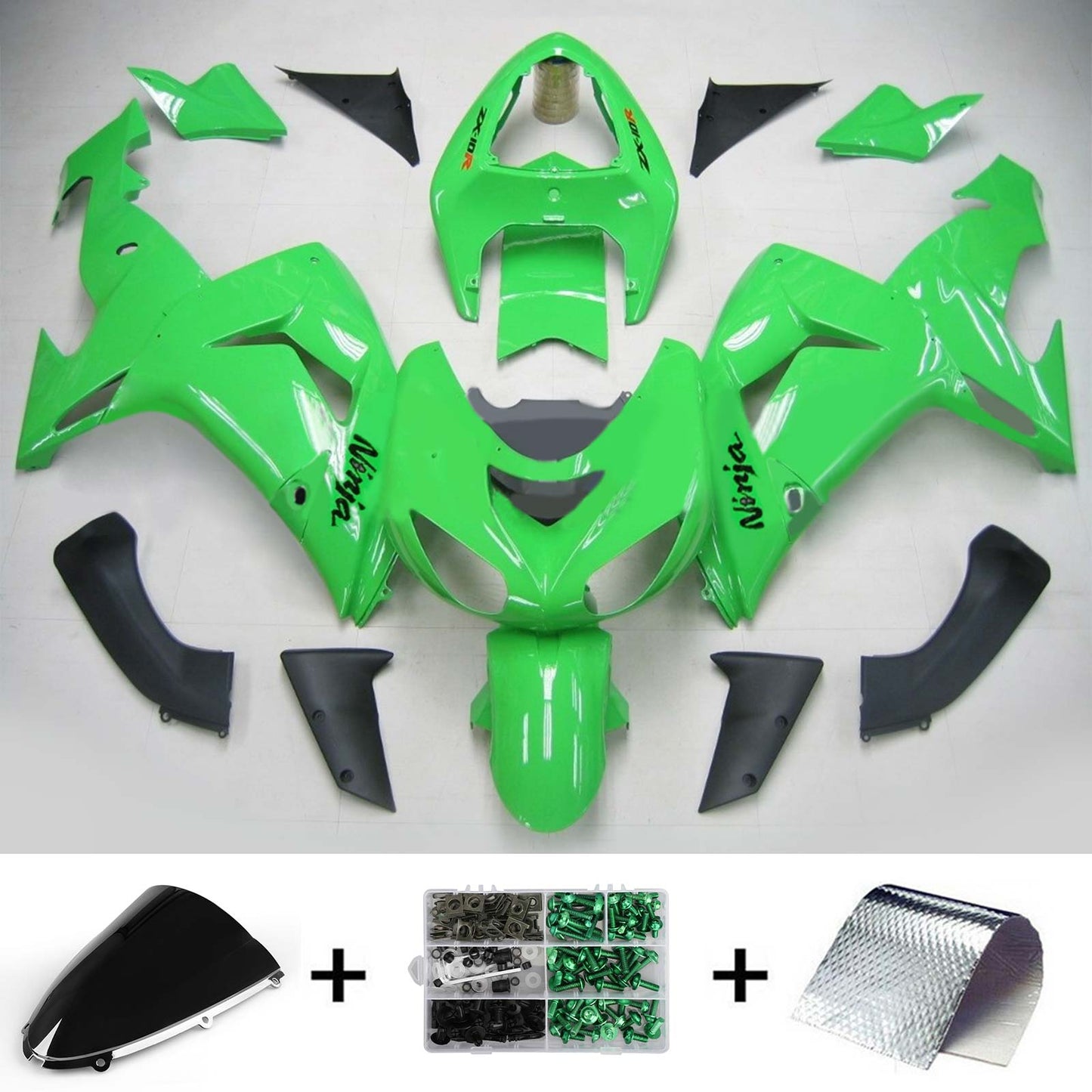 Amotopart Kawasaki ZX10R 2006-2007 Green Green Fearing Kit