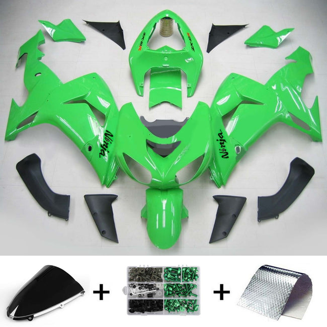 Amotopart Kawasaki ZX10R 2006-2007 Kit de peur vert vert