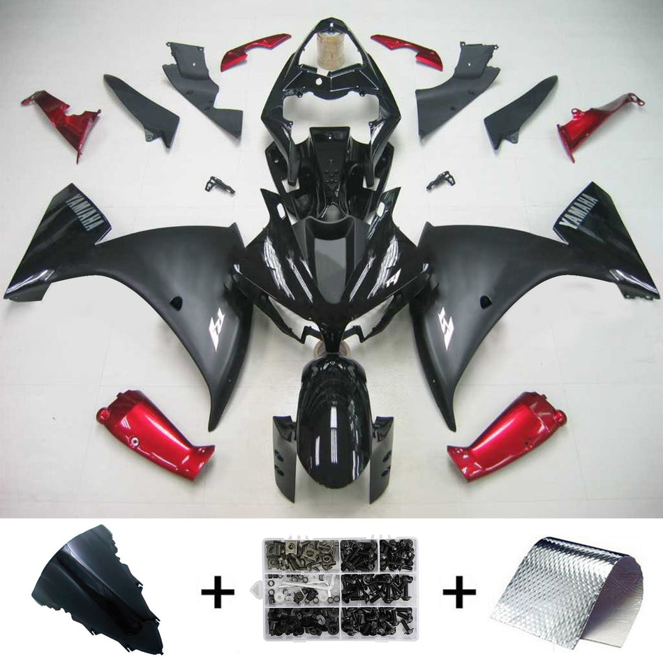 Kit de carénage Amotopart Yamaha YZF 1000 R1 Noir Rouge 2012-2014