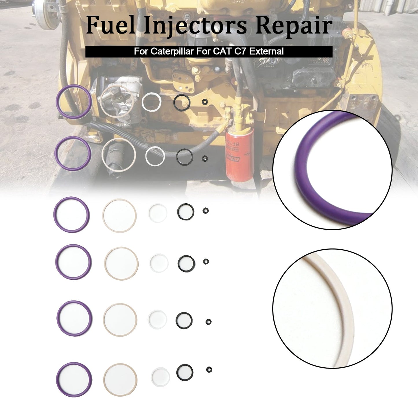 6-teiliges Dichtungs-O-Ring-Set für Einspritzdüsen, passend für Caterpillar C7, passend für CAT C7 intern