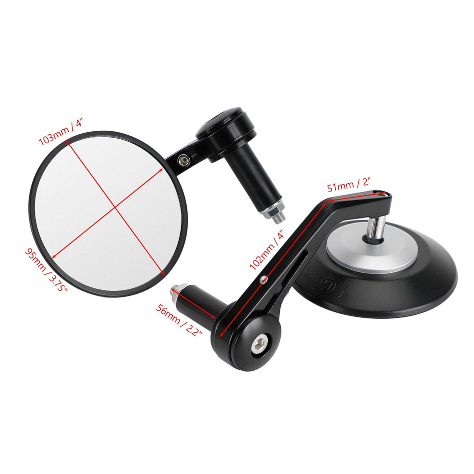 Paire de rétroviseurs d'extrémité de barre personnalisés de 22 mm, anti-éblouissants, qualité billette noire ronde de 4 pouces