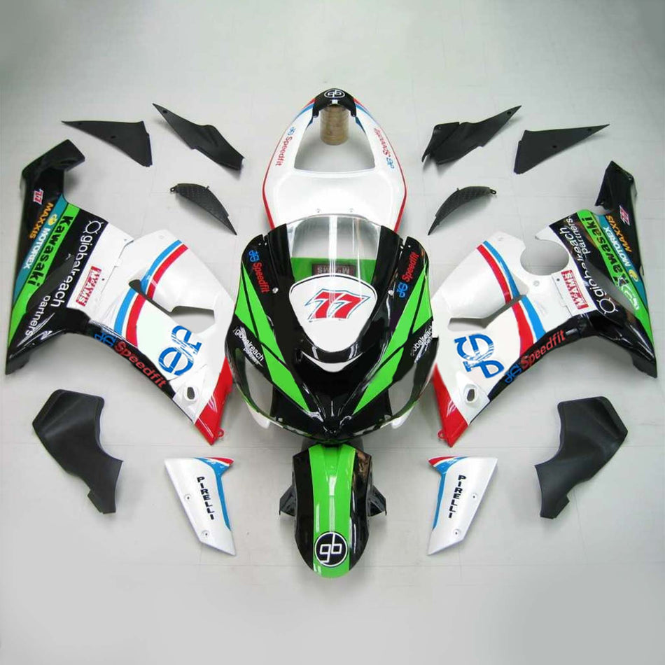 Amotopart Kawasaki 2005-2006 ZX6R 636 Wei? mit farbenfrohen Logoverkaufskit