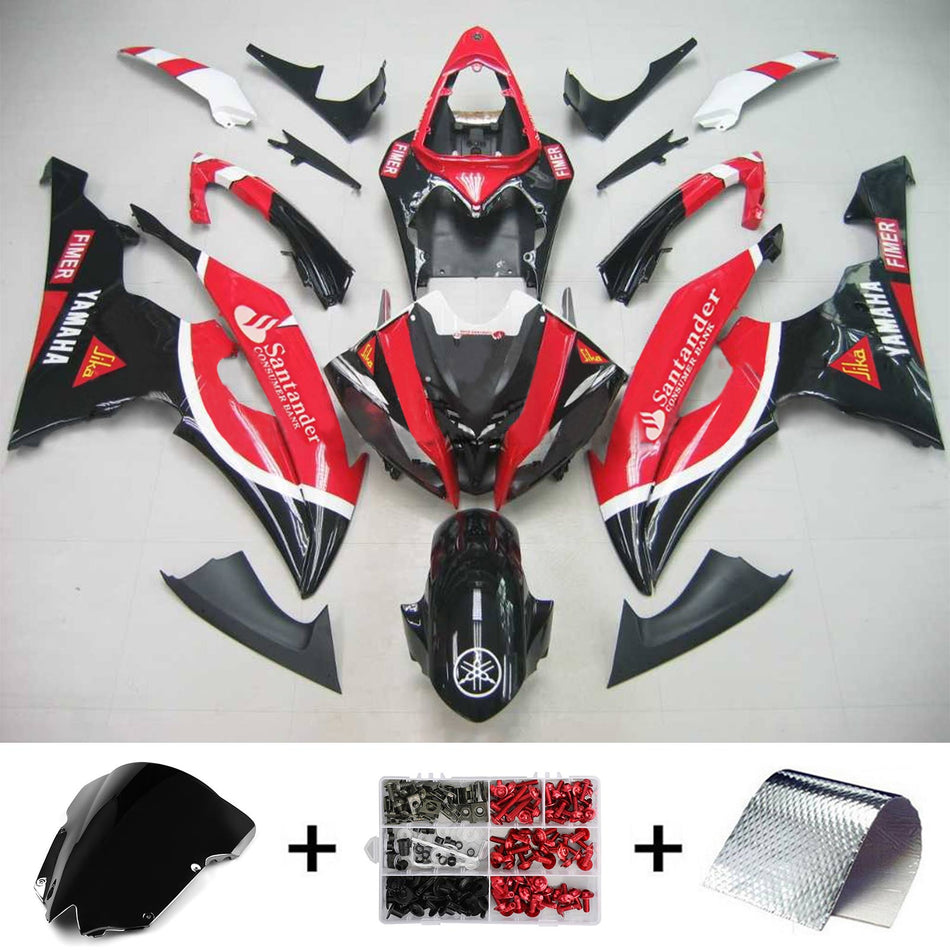 Amotopart Yamaha 2008-2016 YZF 600 R6 Kit de carénage noir rouge