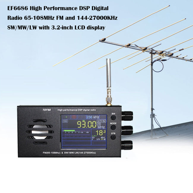 3,2-Zoll-LCD-Display EF6686 Hochleistungs-DSP-Digitalradio 144-27000 kHz SW/MW/LW